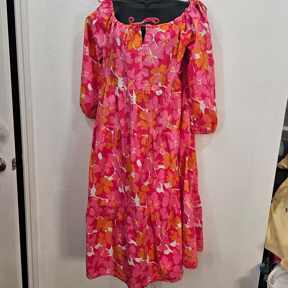 Charlie Paige Floral Midi 3/4 Sleeve Flowy Dress Women's Size Medium